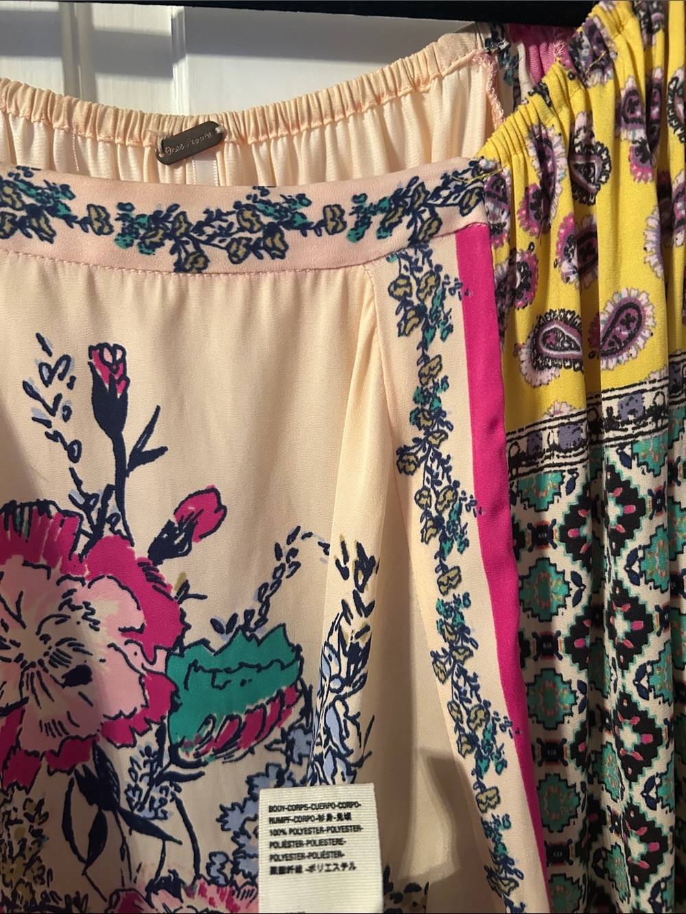 Free People Positano Printed Blouse Sz XS Peach Floral Off Shoulder Boho Y2K - Picture 15 of 15